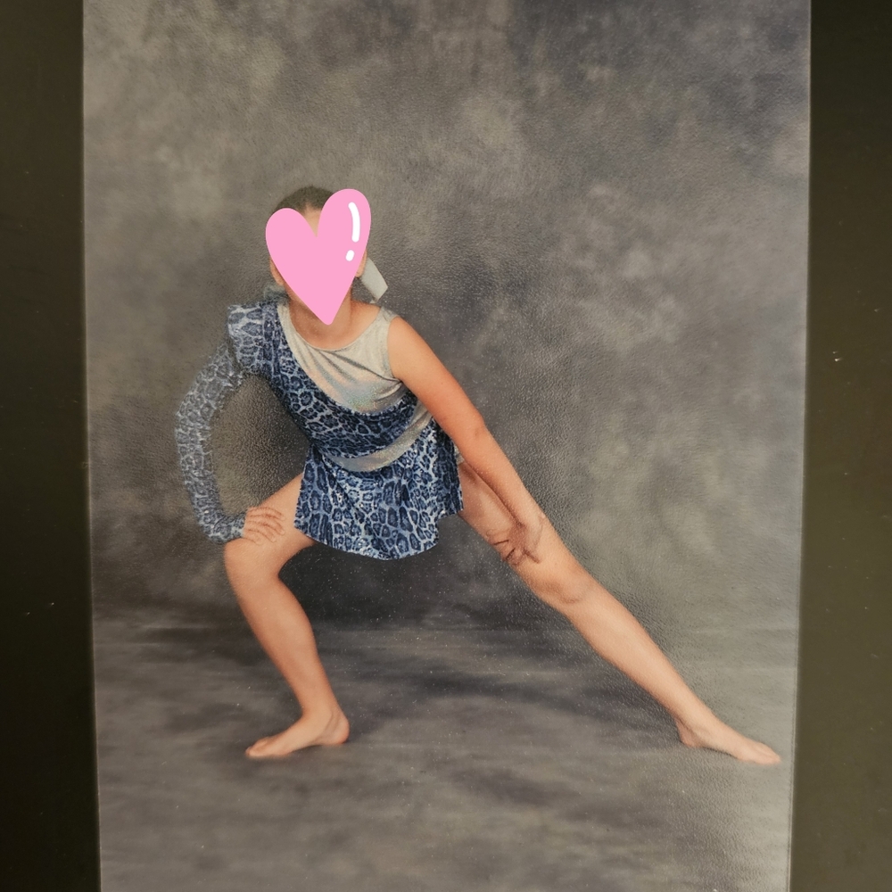 Art Stone grey sequined chetah shorts bodysuit acro dance costume size LC